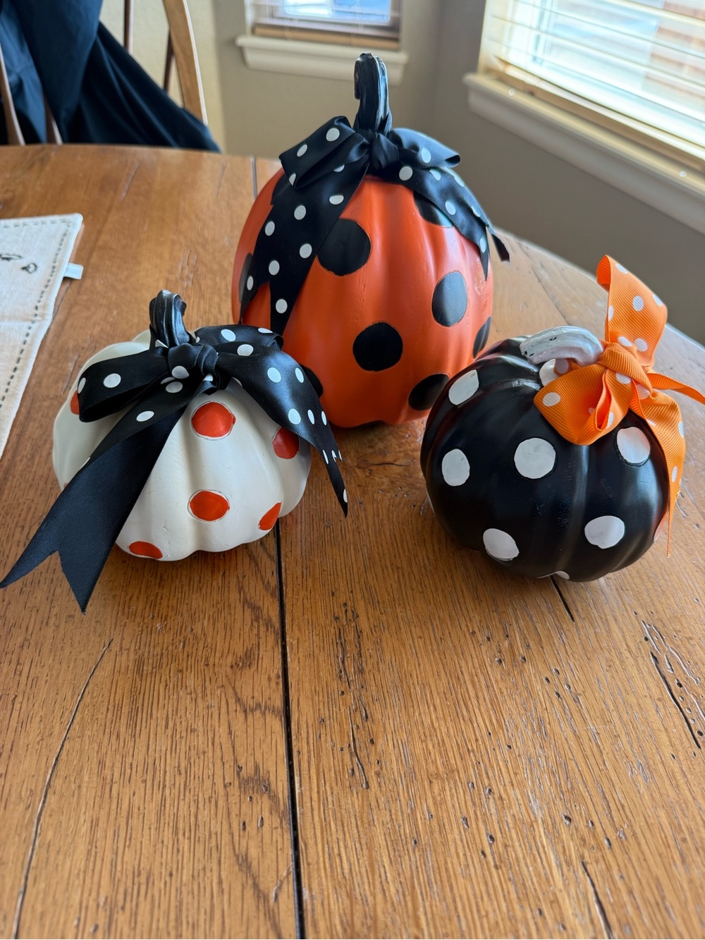 Polka Dot Seasonal Pumpkin Trio - Orange, White & Black